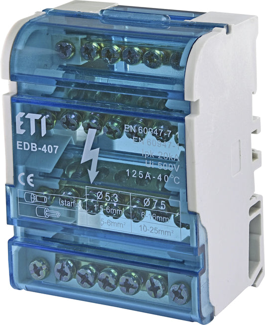 ETI - Bloc de distribution ETI 001102303 EDB-407 4p 3L+PE/N 125A