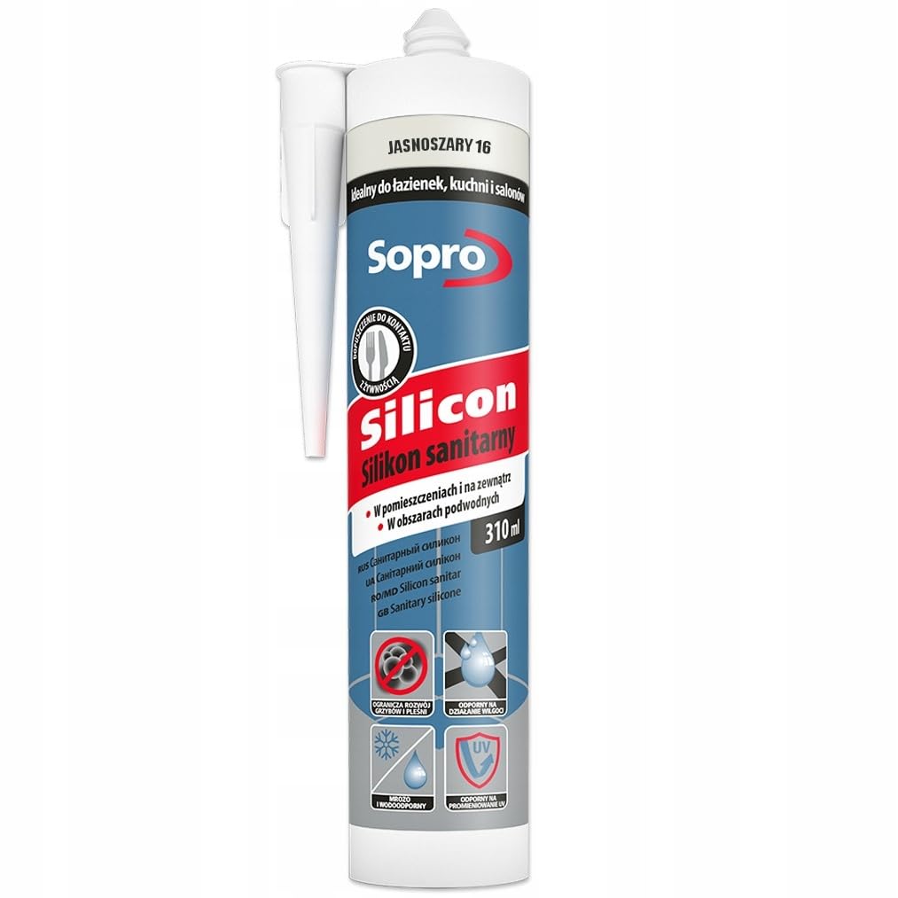 Silicone sanitaire Sopro Silicon «Gris Clair 16» – cartouche 310 ml