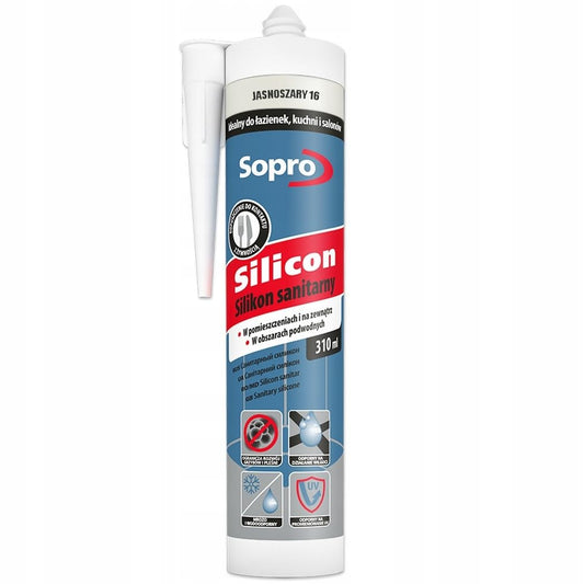 Silicone sanitaire Sopro Silicon «Gris Clair 16» – cartouche 310 ml