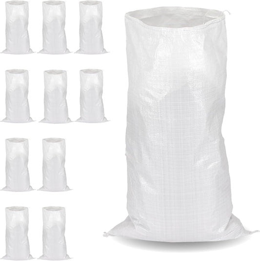 Sacs à gravats tissés polypropylène blanc 55 x 95 cm 60 L Lot de 12 rouleaux de 10 sacs