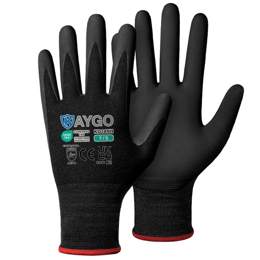 AYGO - Gants de travail de sécurité durable en nylon enduit de PU, antidérapant et anti