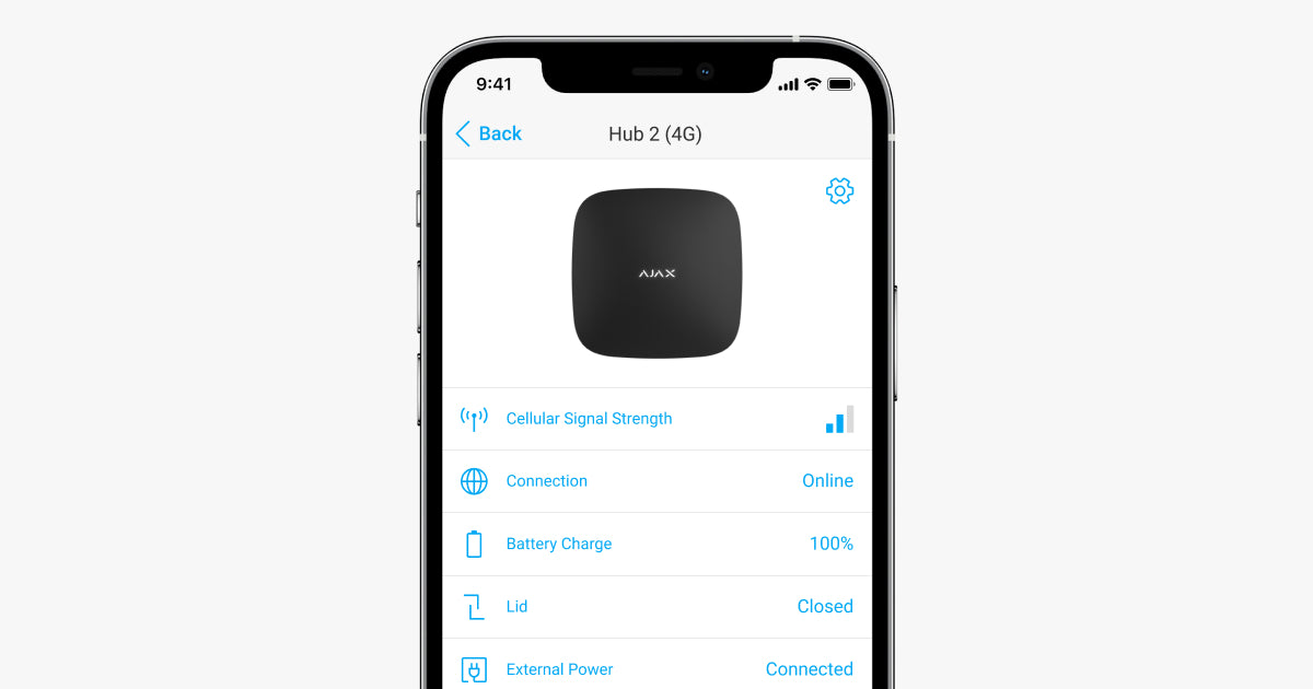 Ajax Hub 2 (4G) – Centrale d’alarme sans fil avec vérification photo – Jeweller / Wings