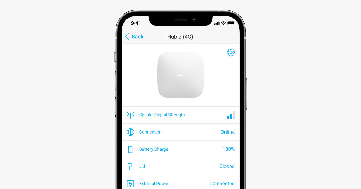 Ajax Hub 2 (4G) – Centrale d’alarme sans fil avec vérification photo – Jeweller / Wings