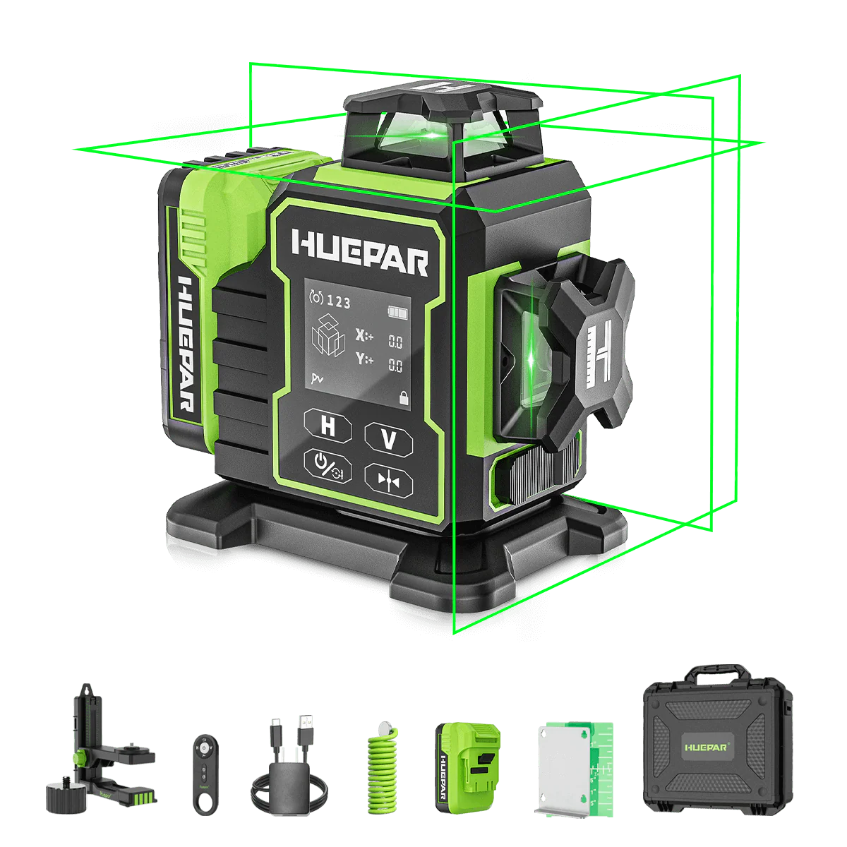 HUEPAR - W03CG – Nouveau niveau laser de construction 3x360 auto-nivelant, niveau …