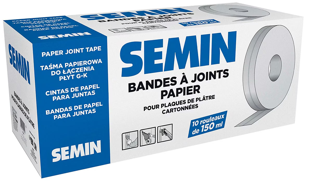 Semin paper joint tape (150m): allows joints between plasterboards to be made