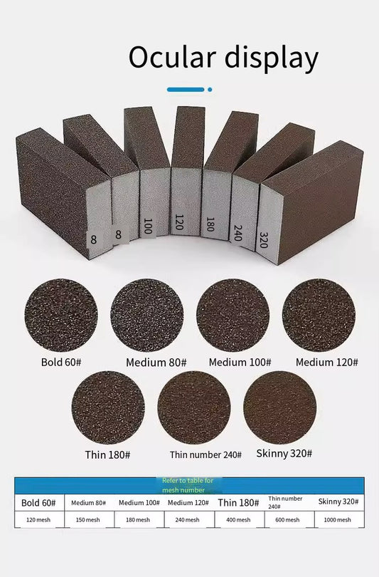"Éponge de ponçage 220 Angle super fine, blocs abrasifs lavables et réutilisables, éponge de ponçage pour usage à sec et humide, papier abrasif en éponge pour le métal.