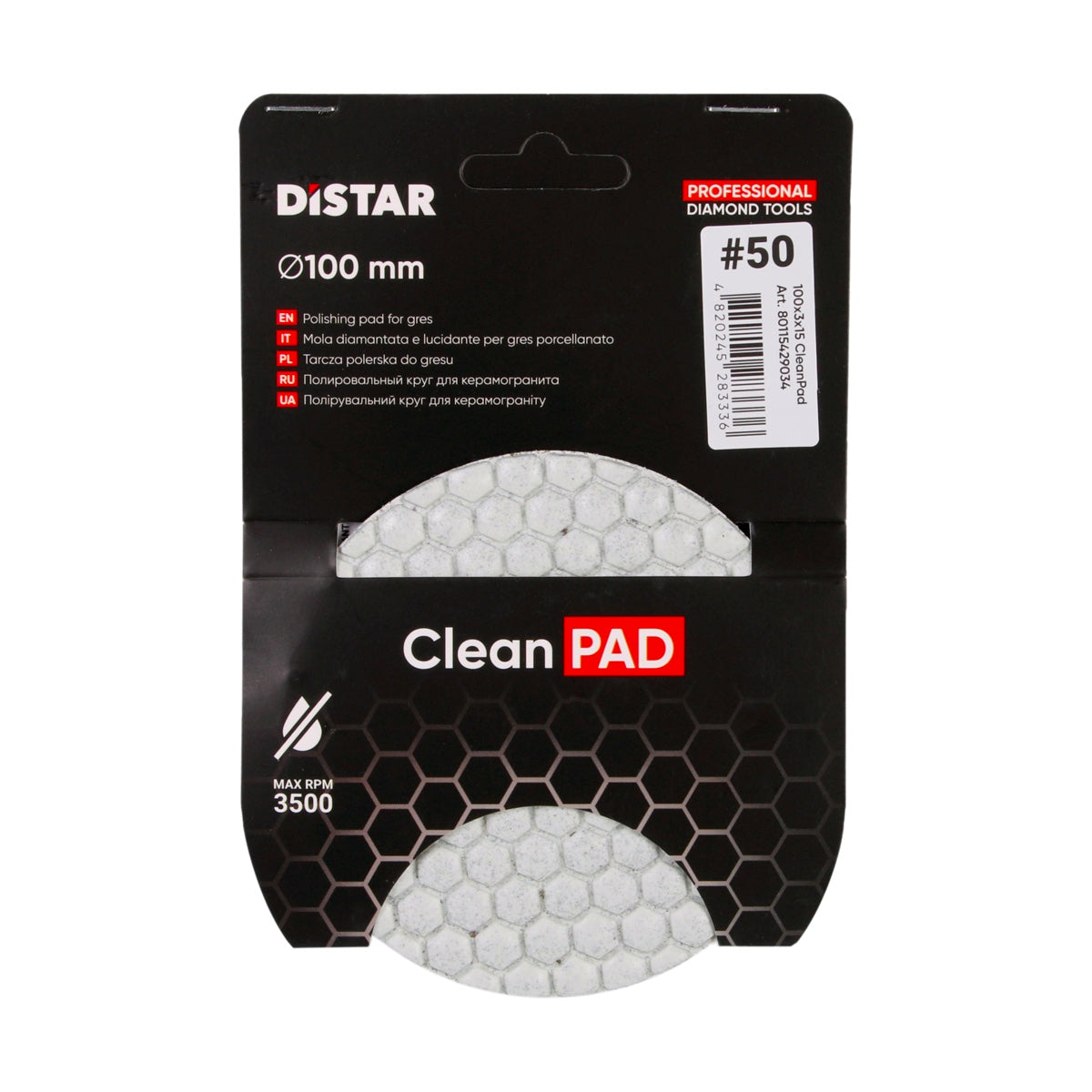 DISTAR CleanPad – Disque diamanté flexible pour ponçage et polissage – Ø 100 mm – Grain #50 à #400