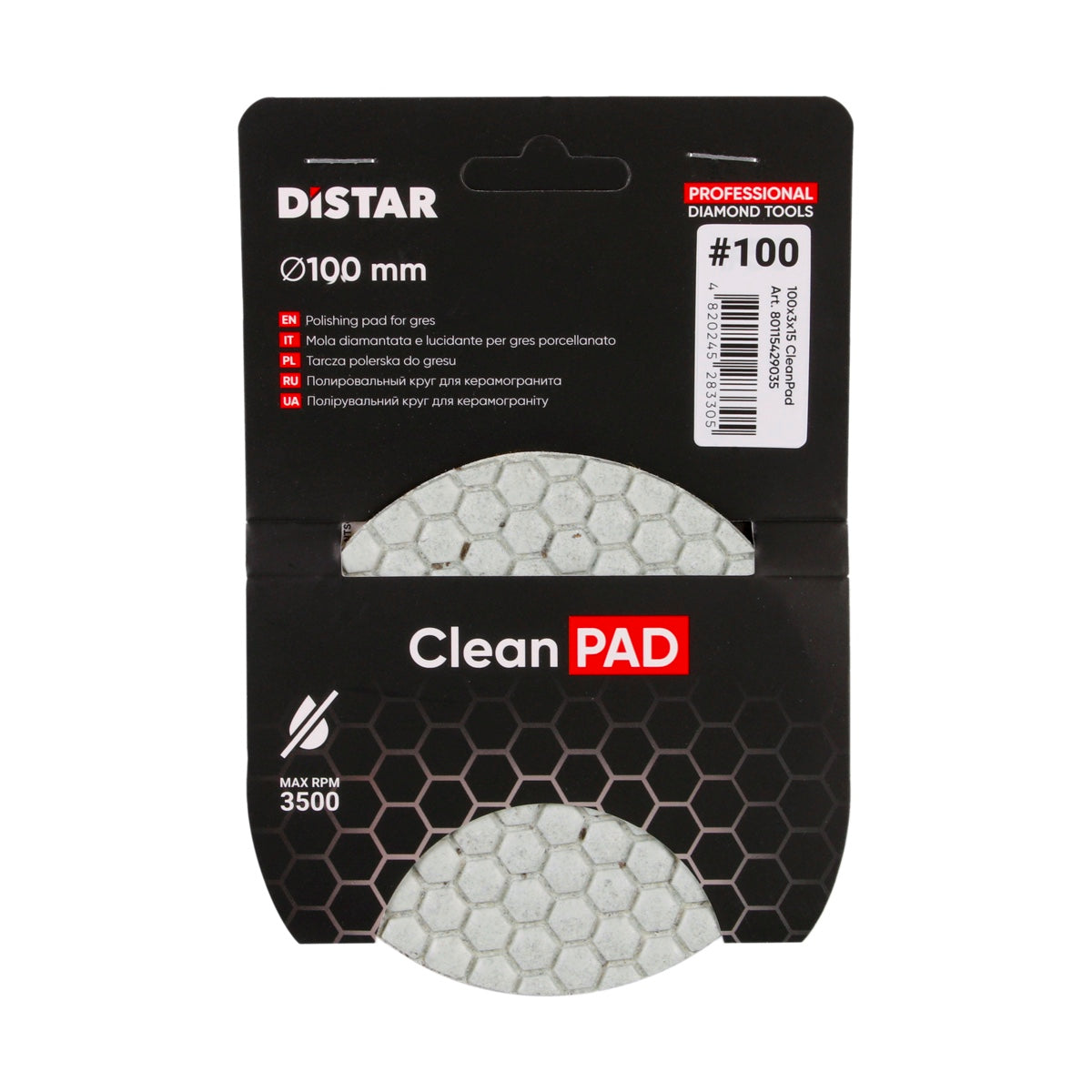 DISTAR CleanPad – Disque diamanté flexible pour ponçage et polissage – Ø 100 mm – Grain #50 à #400
