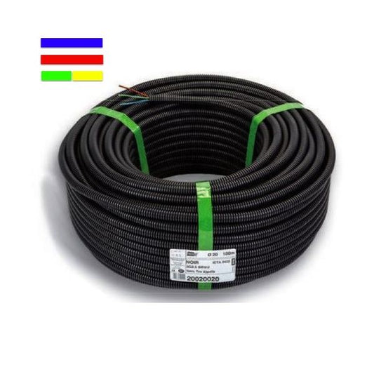 Gaine préfilée 3G2,5 diam 20 Bleu-Rouge-Vert/Jaune